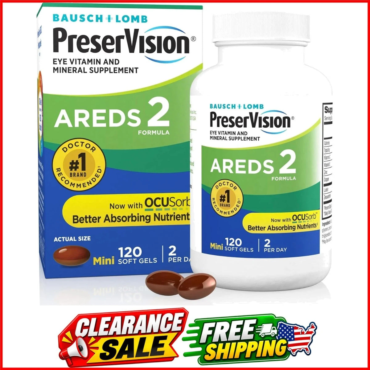 AREDS 2 Lutein Eye Vitamins – 120 Softgels