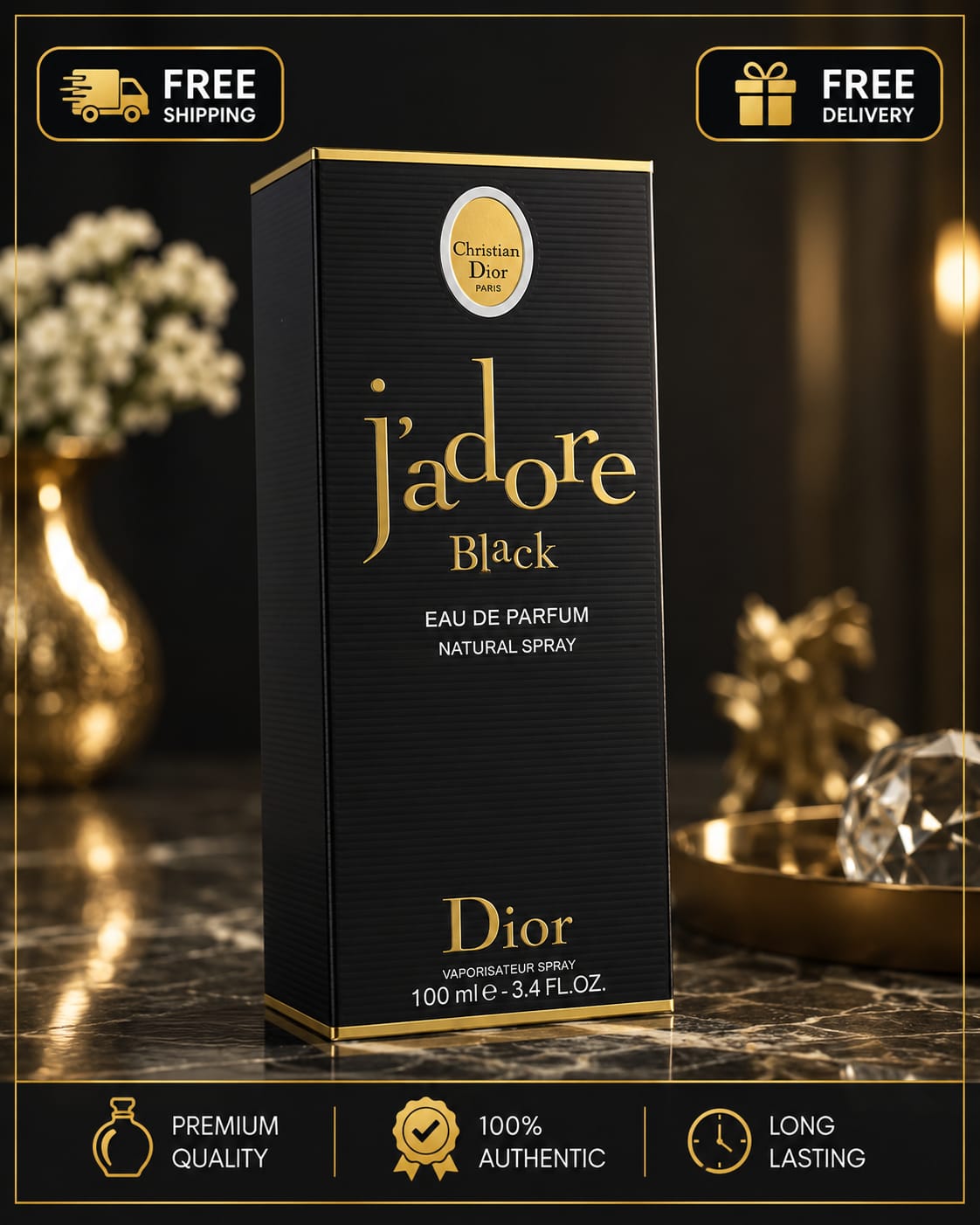 Christian Dior J’adore Black Eau de Parfum Natural Spray – 3.4 oz / 100 ml