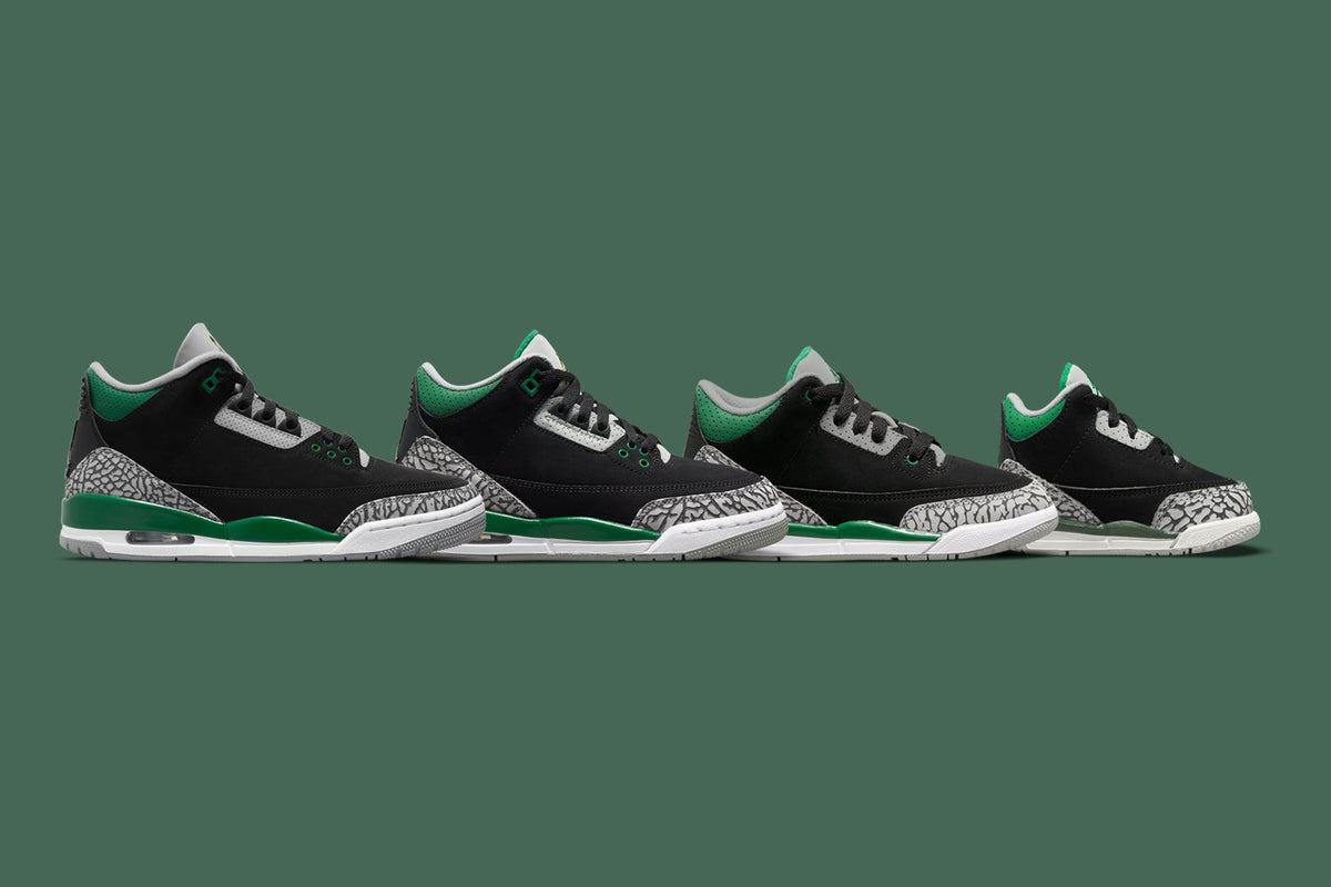 Air Jordan 3 Retro (PS) "Pine Green" - Black/Pine Green/Silver