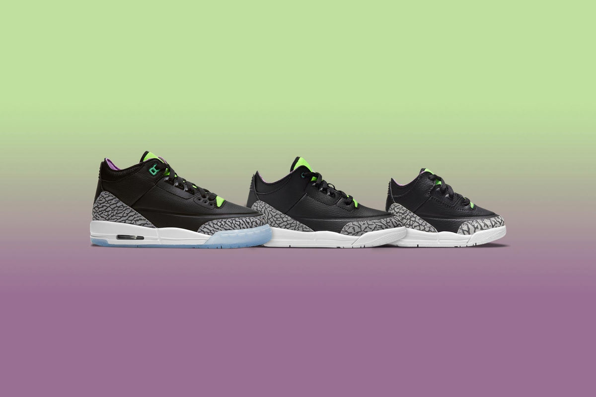 Air Jordan 3 Retro SE (PS) 'Electric Green' - Black/Violet Shock