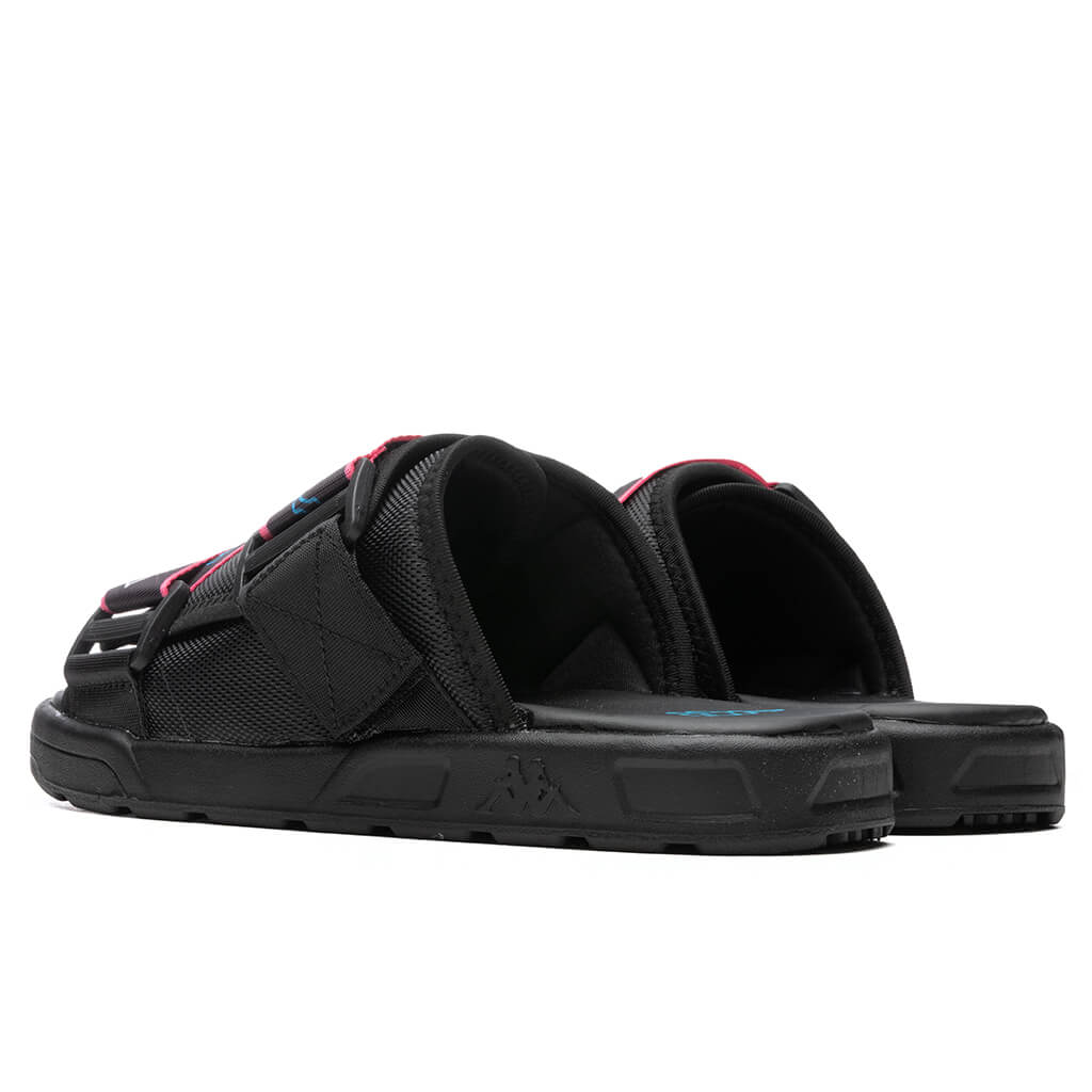 Logo Tape Kalpi Sandals - Black/Blue Turkis