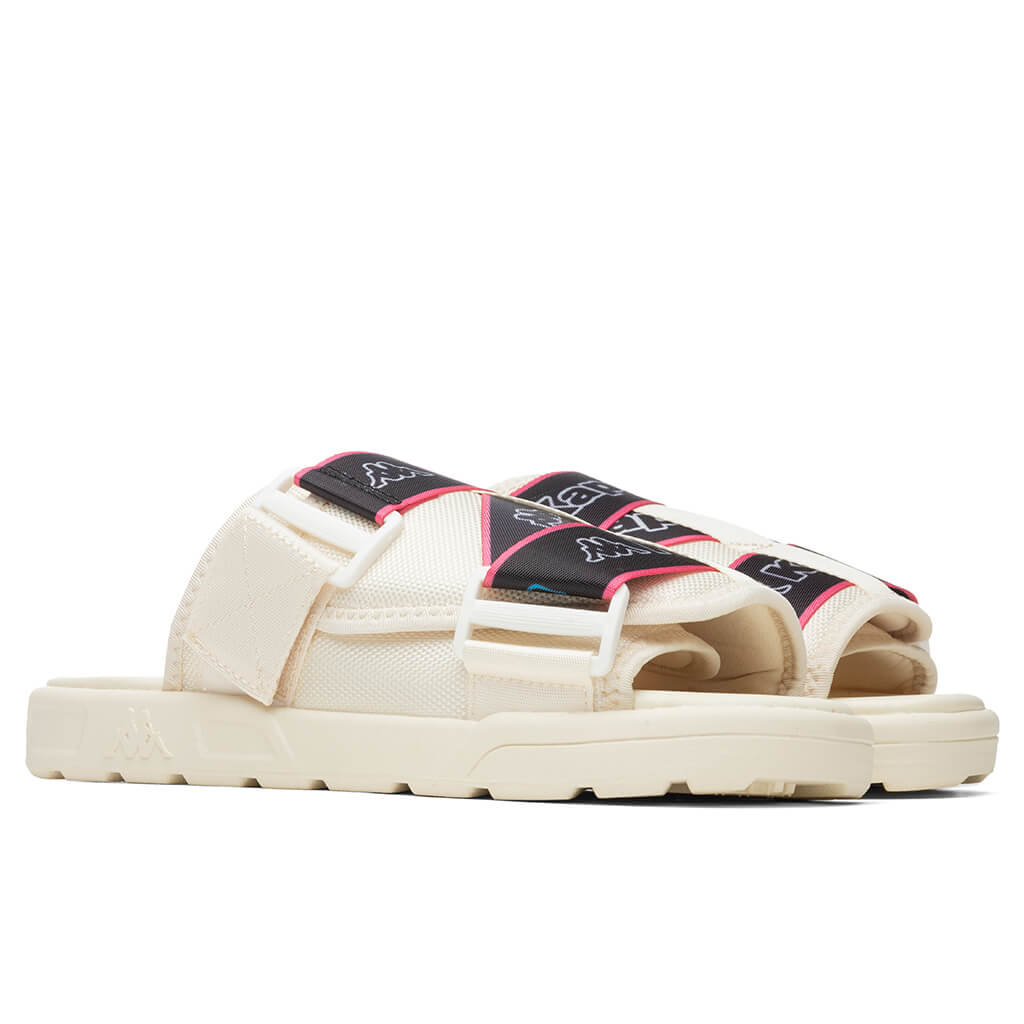 Logo Tape Kalpi Sandals - Cream/Blue Turkis