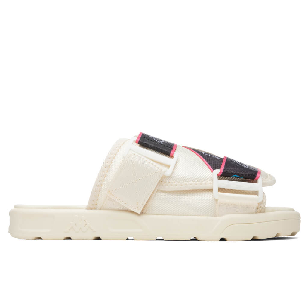 Logo Tape Kalpi Sandals - Cream/Blue Turkis