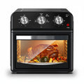 Black plum chef oven with food inside on a white background