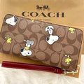 COACH x PEANUTS Snoopy Woodstock Long Wallet CE705 | Khaki
