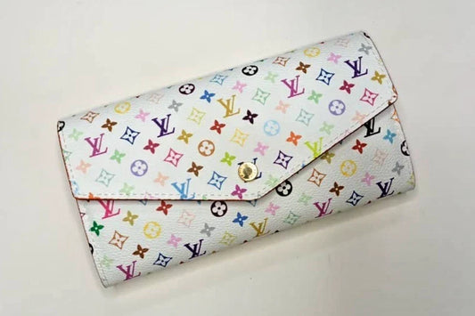 Louis Vuitton x Takashi Murakami White Multicolor Sarah Long Wallet Pink Interior