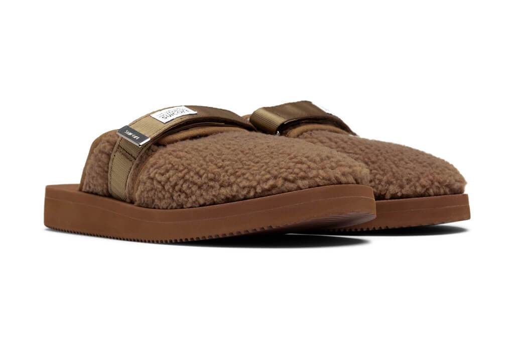 Suicoke x John Elliott Sherpa Fleece Sliders - Brown